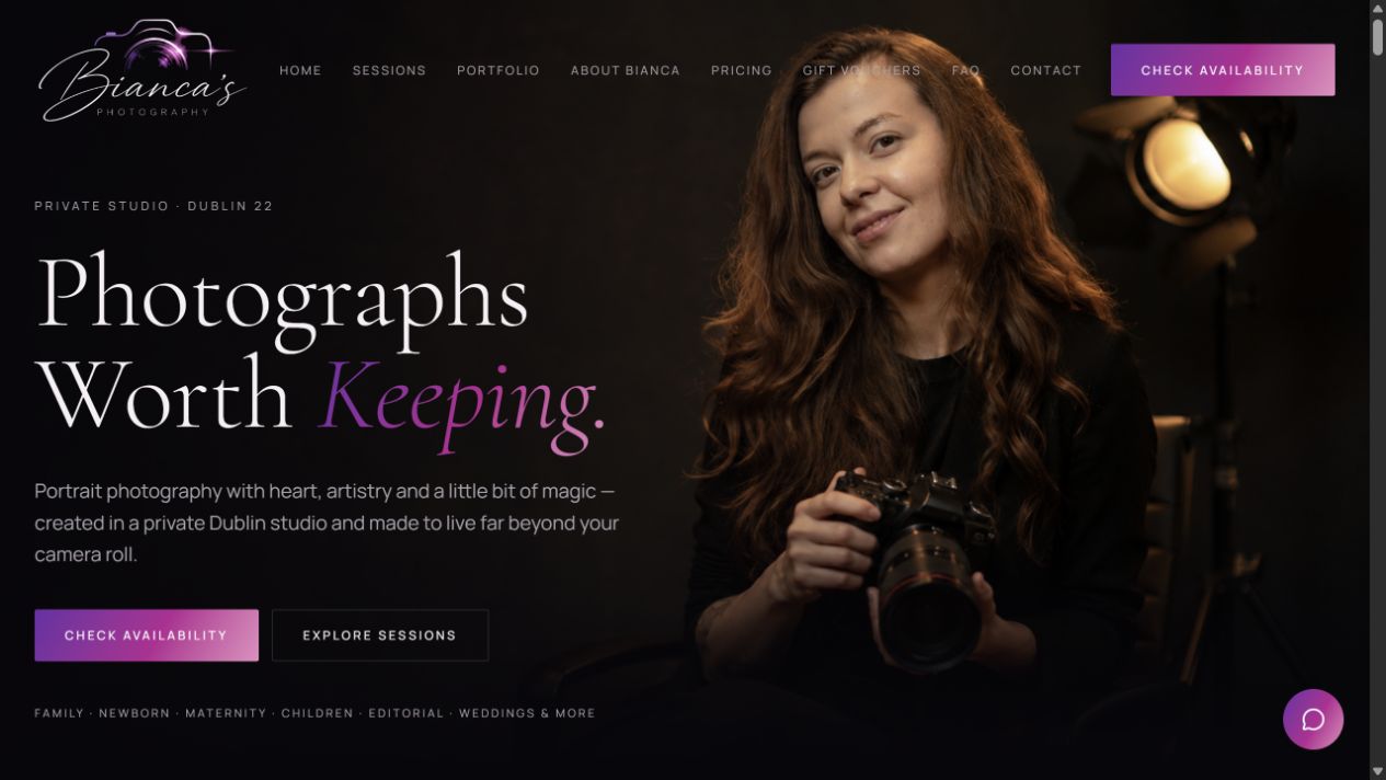 Website Bianca's Photography