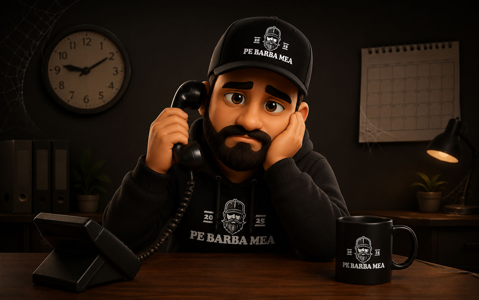 Antreprenor care așteaptă lângă telefon